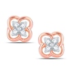 Thumbnail Image 0 of Previously Owned - 0.12 CT. T.W. Quad Diamond Clover Stud Earrings in 10K Rose Gold