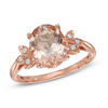 Thumbnail Image 0 of Previously Owned - Oval Morganite and Diamond Accent Leaf Ring in 10K Rose Gold