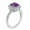 Thumbnail Image 2 of Previously Owned - 7.0mm Cushion-Cut Amethyst and Lab-Created White Sapphire Ring in Sterling Silver