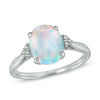 Thumbnail Image 0 of Previously Owned - Oval Lab-Created Opal and Diamond Accent Ring in 10K White Gold