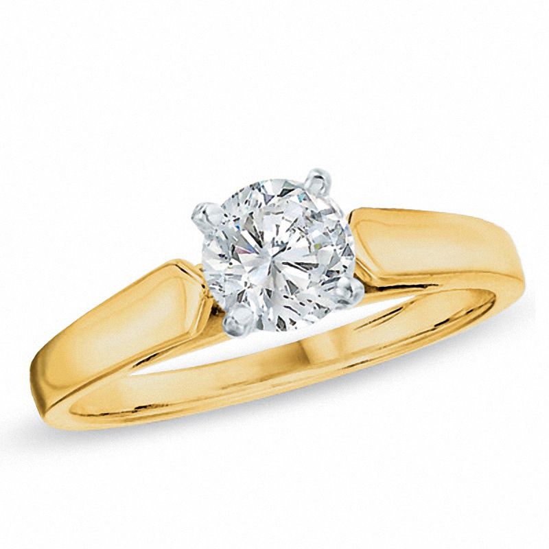 Main Image 1 of Previously Owned - 0.20 CT Diamond Solitaire Crown Royal Engagement Ring in 14K Gold (I-J/I2)