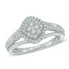 Thumbnail Image 0 of Previously Owned - 0.50 CT. T.W. Diamond Tilted Square Frame Cluster Ring in 10K White Gold