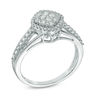 Thumbnail Image 1 of Previously Owned - 0.50 CT. T.W. Diamond Tilted Square Frame Cluster Ring in 10K White Gold