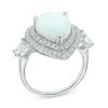 Thumbnail Image 1 of Previously Owned - Pear-Shaped Lab-Created Opal and White Sapphire Frame Ring in Sterling Silver