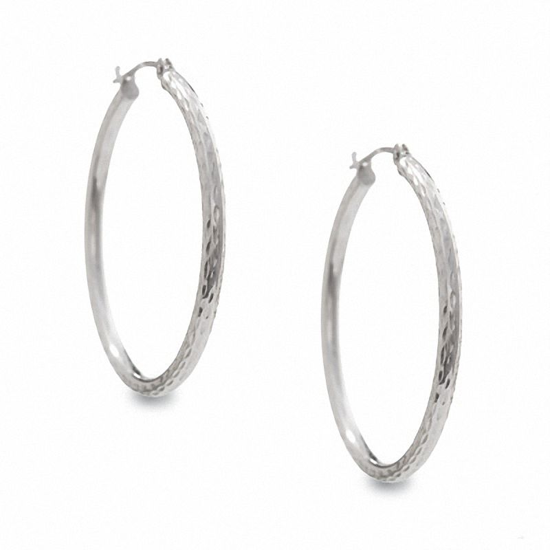 Main Image 1 of Previously Owned - 29mm Hoop Earrings in 14K White Gold