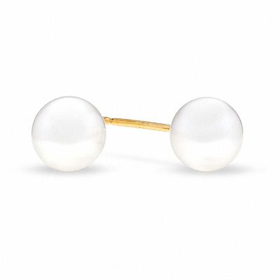 Previously Owned-5.0-5.5mm Akoya Cultured Pearl Stud Earrings in 14K Gold