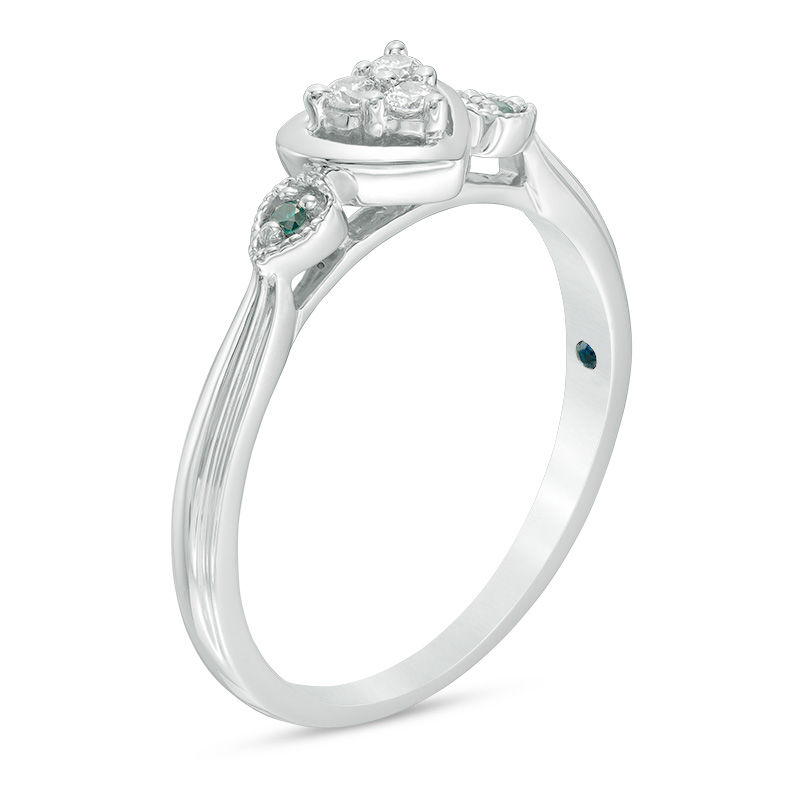 Previously Owned - Cherished Promise Collection™ 0.06 CT. T.W. Enhanced Blue Diamond Promise Ring in Sterling Silver