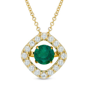 Previously Owned - Unstoppable Love™  6.0mm Lab-Created Emerald Frame Pendant in Sterling Silver with 14K Gold Plate