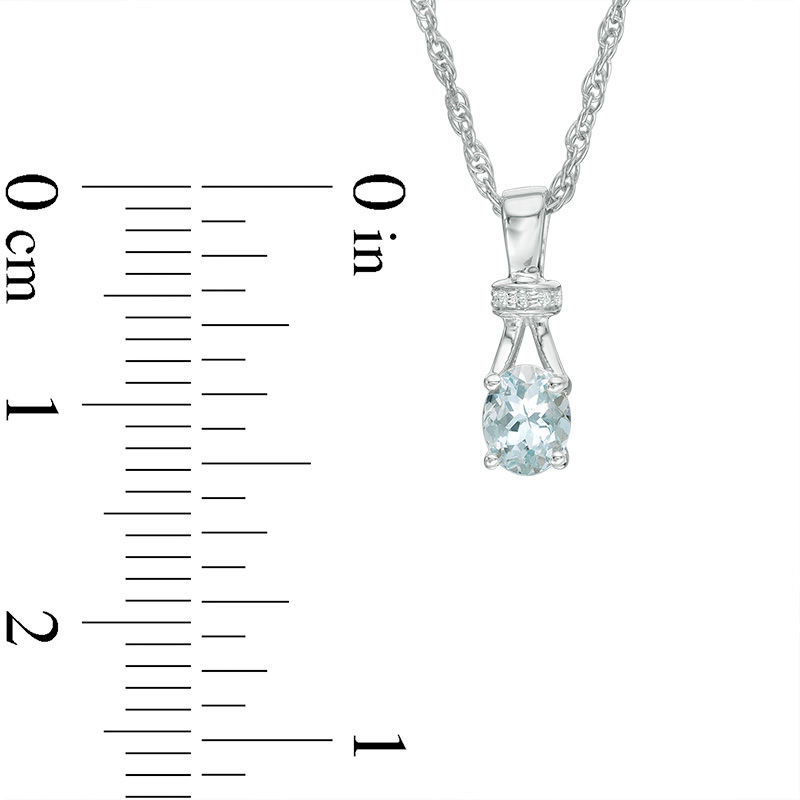 Main Image 3 of Previously Owned - Oval Aquamarine and Diamond Accent Collar Pendant and Ring Set in Sterling Silver