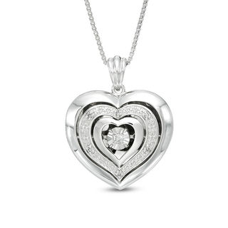 Previously Owned - Unstoppable Love™  0.05 CT. T.W. Diamond Triple Heart Locket in Sterling Silver