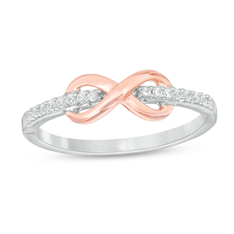 Previously Owned - 0.10 CT. T.W. Diamond Infinity Ring in Sterling Silver and 10K Rose Gold|Peoples Jewellers
