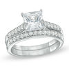 Previously Owned - 6.5.0mm Princess-Cut Lab-Created White Sapphire Fashion Ring Set in Sterling Silver