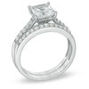 Previously Owned - 6.5.0mm Princess-Cut Lab-Created White Sapphire Fashion Ring Set in Sterling Silver