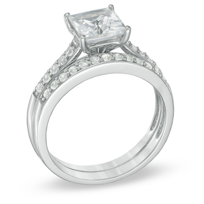 Previously Owned - 6.5.0mm Princess-Cut Lab-Created White Sapphire Fashion Ring Set in Sterling Silver|Peoples Jewellers