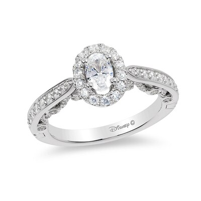 Previously Owned - Enchanted Disney Ariel 1.00 CT. T.W. Oval Diamond Frame Engagement Ring in 14K White Gold