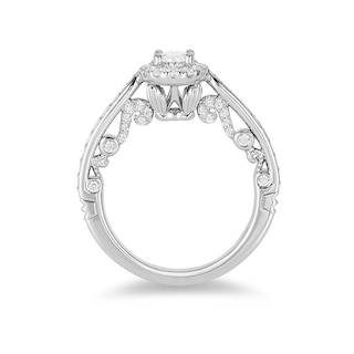 Previously Owned - Enchanted Disney Ariel 1.00 CT. T.W. Oval Diamond Frame Engagement Ring in 14K White Gold