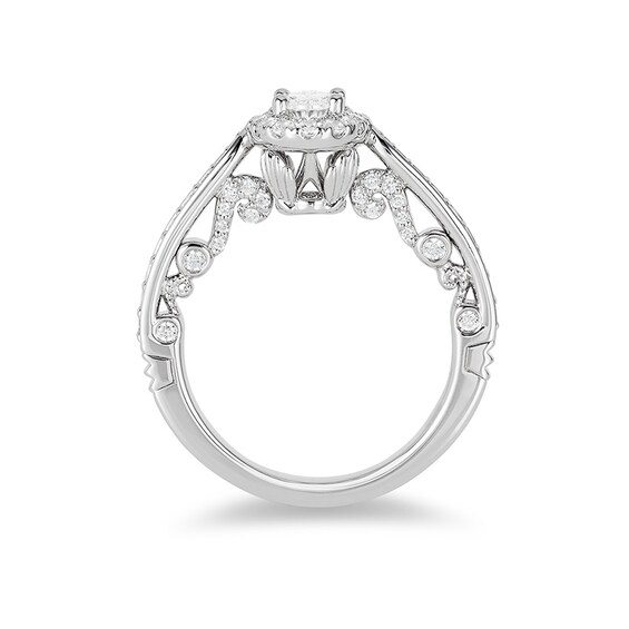 Previously Owned - Enchanted Disney Ariel 1.00 CT. T.W. Oval Diamond Frame Engagement Ring in 14K White Gold