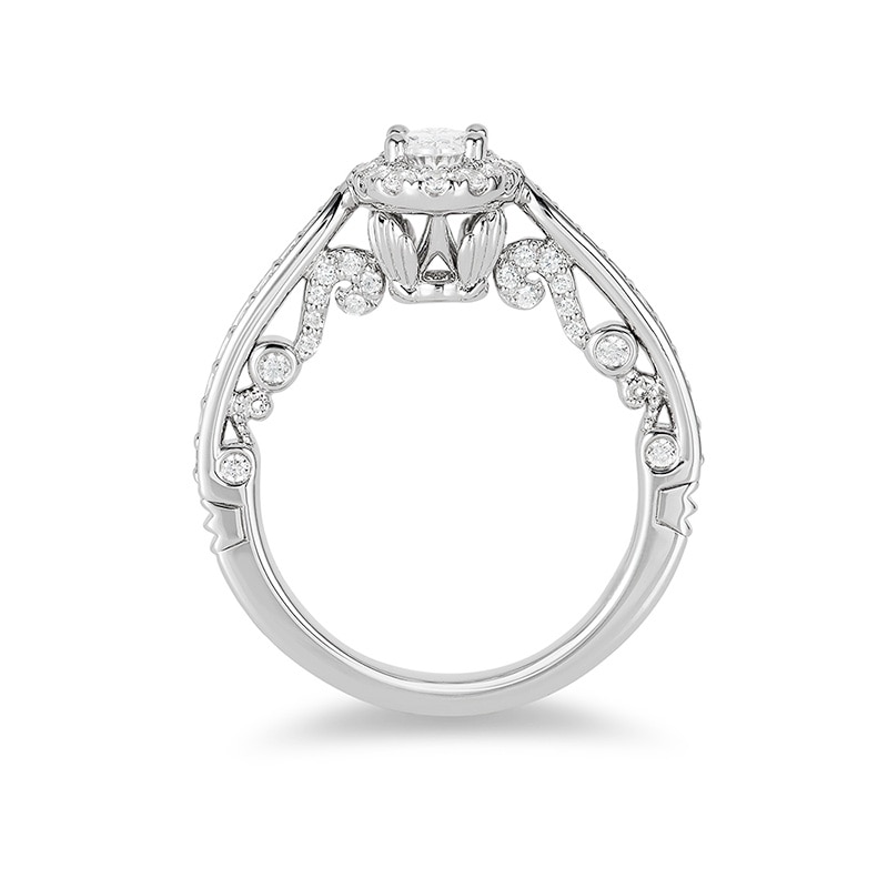 Previously Owned - Enchanted Disney Ariel 1.00 CT. T.W. Oval Diamond Frame Engagement Ring in 14K White Gold|Peoples Jewellers