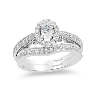 Previously Owned - Enchanted Disney Ariel 1.00 CT. T.W. Oval Diamond Frame Engagement Ring in 14K White Gold