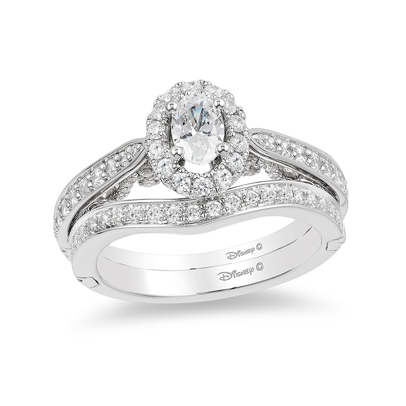 Previously Owned - Enchanted Disney Ariel 1.00 CT. T.W. Oval Diamond Frame Engagement Ring in 14K White Gold|Peoples Jewellers