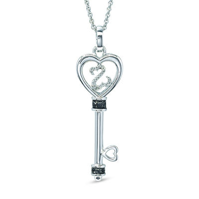 Previously Owned - Open Hearts by Jane Seymour™ 0.065 CT. T.W. Black Diamond Pendant in Sterling Silver