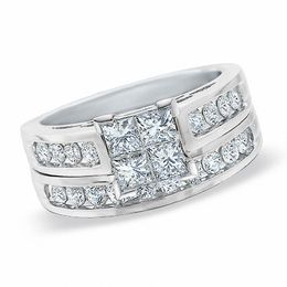 Previously Owned - 2.00 CT. T.W. Quad Princess-Cut Diamond Bridal Set in 14K White Gold