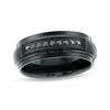 Thumbnail Image 0 of Previously Owned - Men's 0.16 CT. T.W Black Diamond Channel Wedding Band in Black IP Stainless Steel