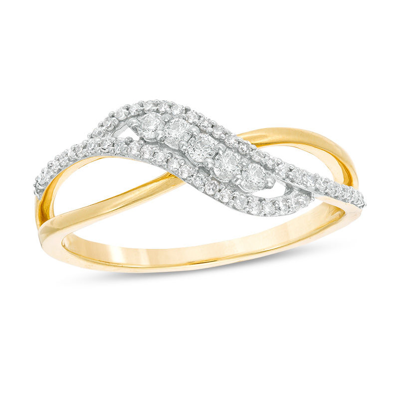 Previously Owned - 0.25 CT. T.W. Diamond Layered Crossover Ring in 10K Gold|Peoples Jewellers