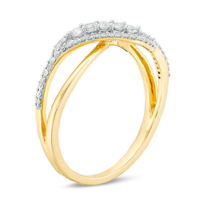 Previously Owned - 0.25 CT. T.W. Diamond Layered Crossover Ring in 10K Gold