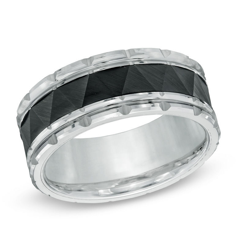 Previously Owned - Men's Triton 9.0mm Comfort Fit Wedding Band in Two-Tone Tungsten|Peoples Jewellers