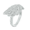 Thumbnail Image 1 of Previously Owned - Lab-Created White Sapphire Sideways Feather Ring in Sterling Silver