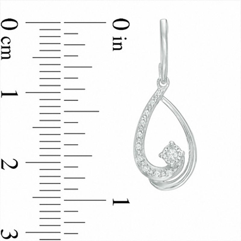 Previously Owned - 0.065 CT. T.W. Diamond Cradle Drop Earrings in Sterling Silver