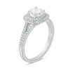 Previously Owned - 1.00 CT. T.W.   Diamond Double Cushion Frame Engagement Ring in Platinum (H/VS2)