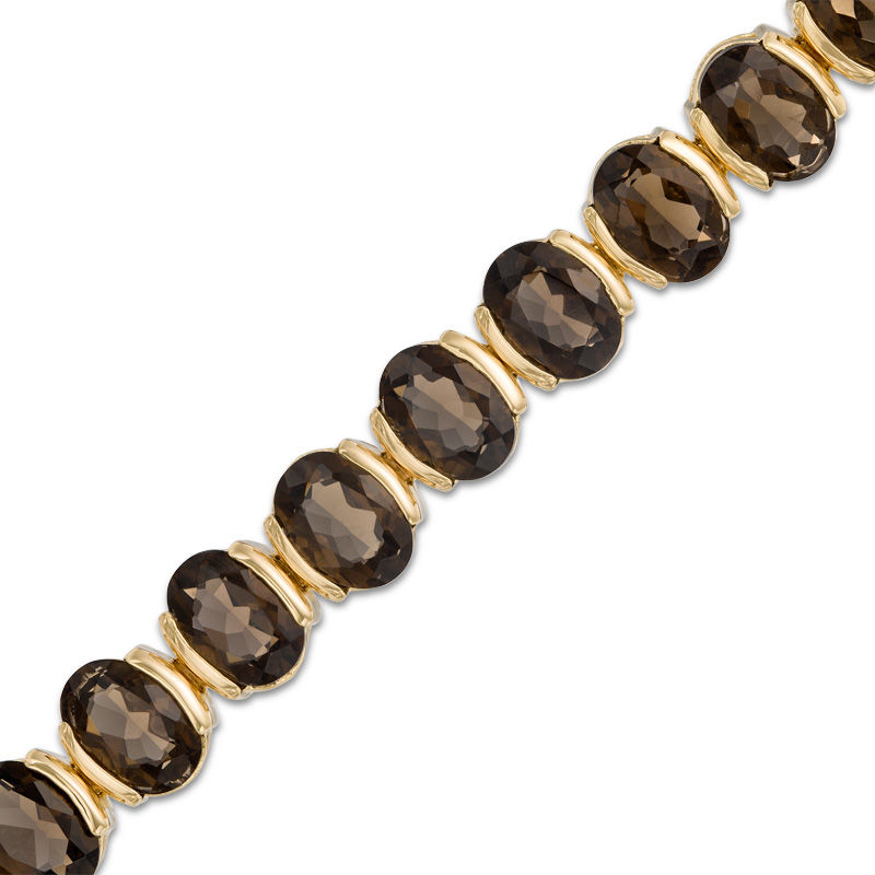 Previously Owned - Oval Smoky Quartz Bracelet in Sterling Silver with 18K Gold Plate - 7.5"|Peoples Jewellers
