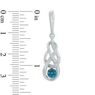 Previously Owned - 0.15 CT. T.W. Enhanced Blue Diamond Cluster Infinity Braid Drop Earrings in Sterling Silver