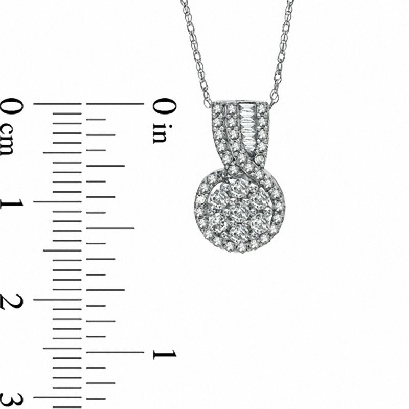 Previously Owned - 0.49 CT. T.W. Diamond Cluster Swirl Pendant in 10K White Gold|Peoples Jewellers