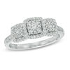 Thumbnail Image 0 of Previously Owned - 0.30 CT. T.W. Diamond Past Present Future® Square Cluster Frame Ring in 10K White Gold