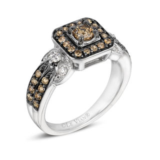 Previously Owned - Le Vian Chocolate Diamonds® 0.81 CT. T.W. Diamond Square Frame Engagement Ring in 14K Vanilla Gold™