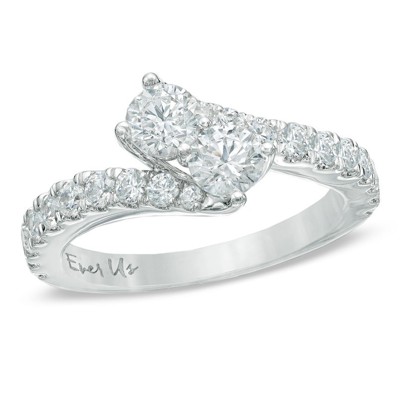 Main Image 1 of Previously Owned - Ever Us™ 1.50 CT. T.W. Two-Stone Diamond Ring in 14K White Gold