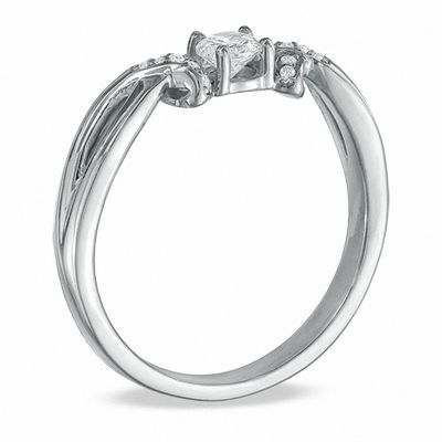 Previously Owned - 0.20 CT. T.W. Diamond Ribbon Promise Ring in 10K White Gold