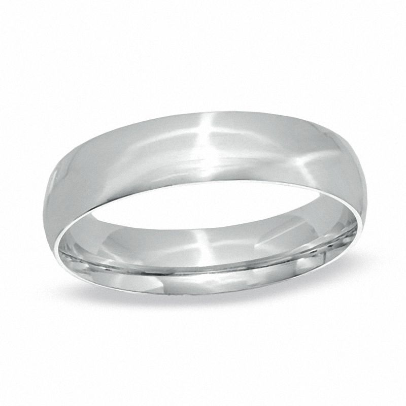 Main Image 1 of Previously Owned - Men's 5.0mm Comfort Fit Wedding Band in 14K White Gold