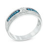 Previously Owned - Men's 0.15 CT. T.W. Enhanced Blue and White Diamond Wedding Band in 10K White Gold