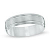 Previously Owned - Men's 6.0mm Comfort Fit Double Groove Brushed Wedding Band in 10K White Gold