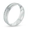 Previously Owned - Men's 6.0mm Comfort Fit Double Groove Brushed Wedding Band in 10K White Gold