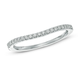 Previously Owned - 0.15 CT. T.W. Diamond Contour Wedding Band in 14K White Gold