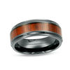 Thumbnail Image 0 of Previously Owned - Men's 8.0mm Carbon Fibre Wood Grain Inlay Wedding Band in Black IP Stainless Steel