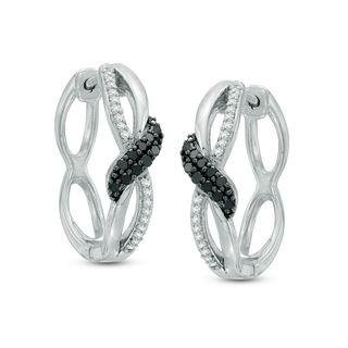 Previously Owned - 0.25 CT. T.W. Enhanced Black and White Diamond Overlay Twist Earrings in Sterling Silver