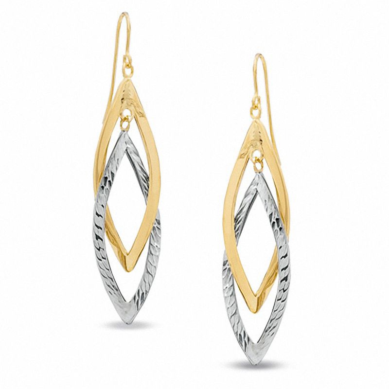 Previously Owned - Double Marquise Dangle Earrings in 14K Two-Tone Gold|Peoples Jewellers