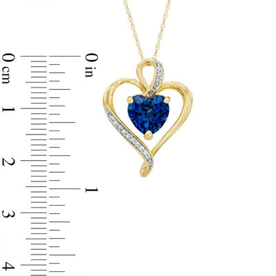 Previously Owned - 8.0mm Lab-Created Blue and White Sapphire Heart Pendant in Sterling Silver with 14K Gold Plate