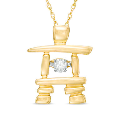 Previously Owned - Unstoppable Love™  0.10 CT.   Diamond Solitaire Inukshuk Pendant in 10K Gold (I/I2)